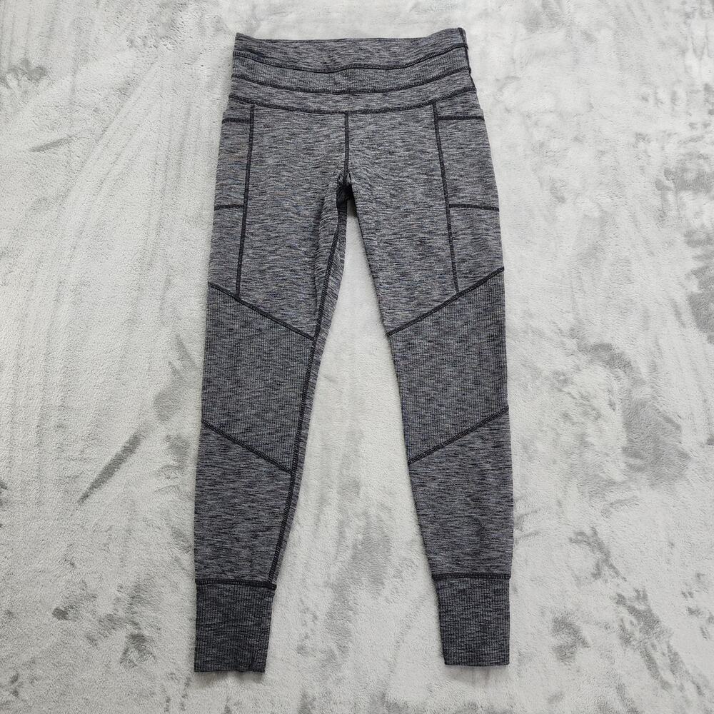 Athleta Excursion Leggings Womens M Gray Heather Side Pockets Active Jogger Gym